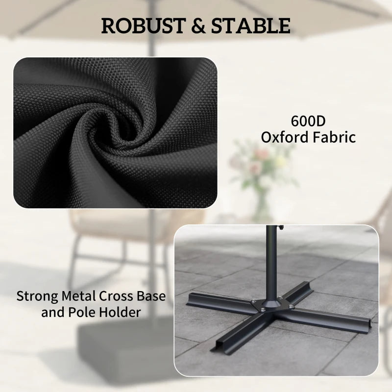 Garden Parasol Base 176 Lbs Sand Filled Heavy Duty Stand For Cantilever Umbrellas And 1.9 Poles Black