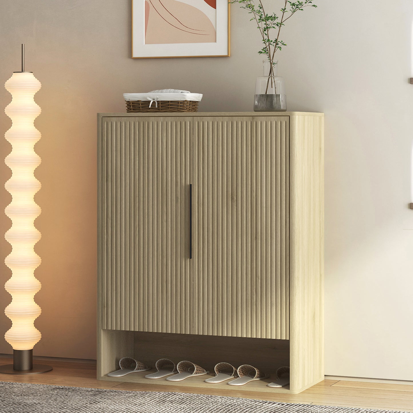 Shoe Storage Cabinet, Wooden Shoe Cabinet With Doors Modern Shoe Organizer With Adjustable Shelves,for Entryway, Hallway, Living Room