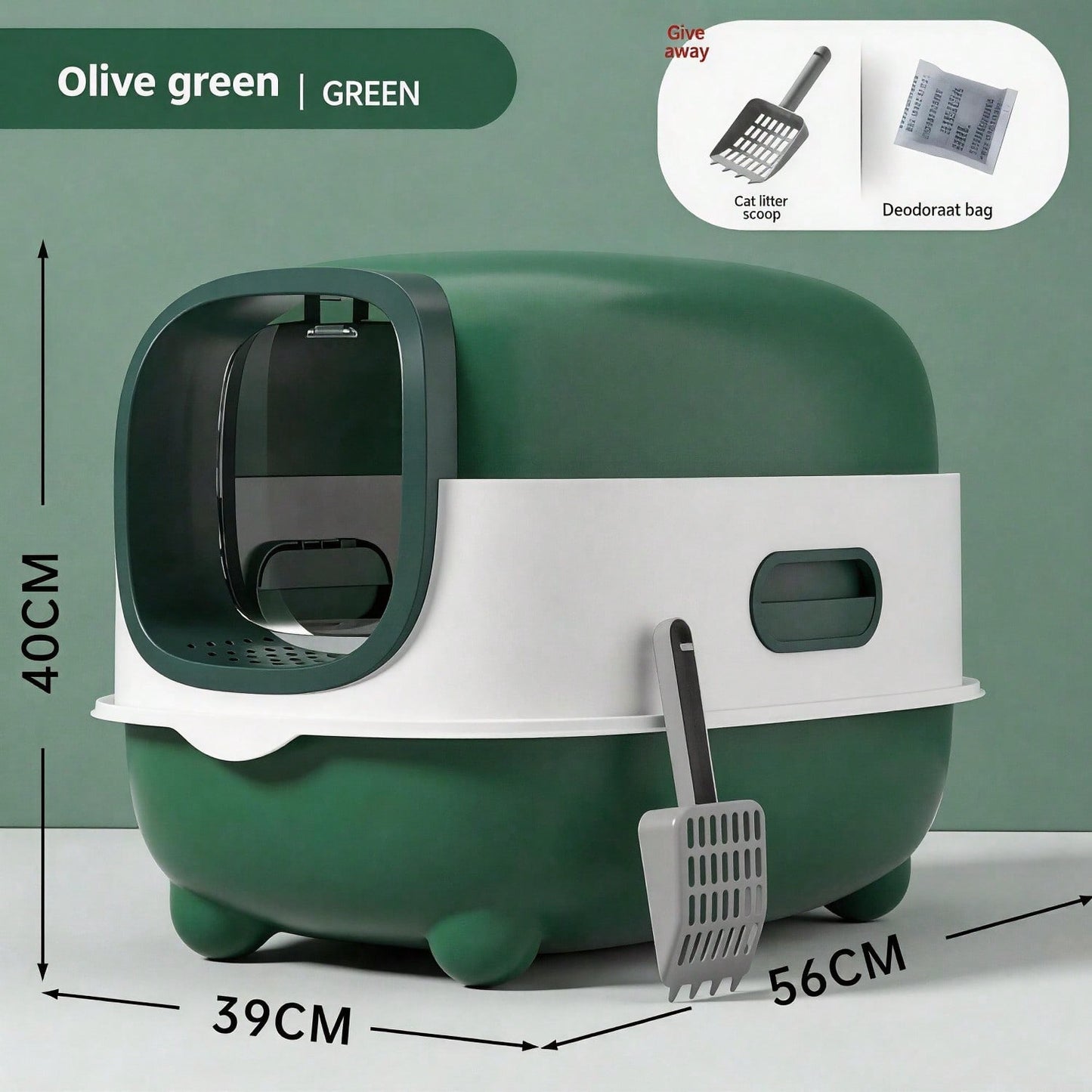 Fully Enclosed Cat Litter Box With UV Sterilization Odor Control, Large 56cm Space For Big Cats, Easy Clean 180 Flip Top, Detachable Anti Tracking Design With Litter Scoop