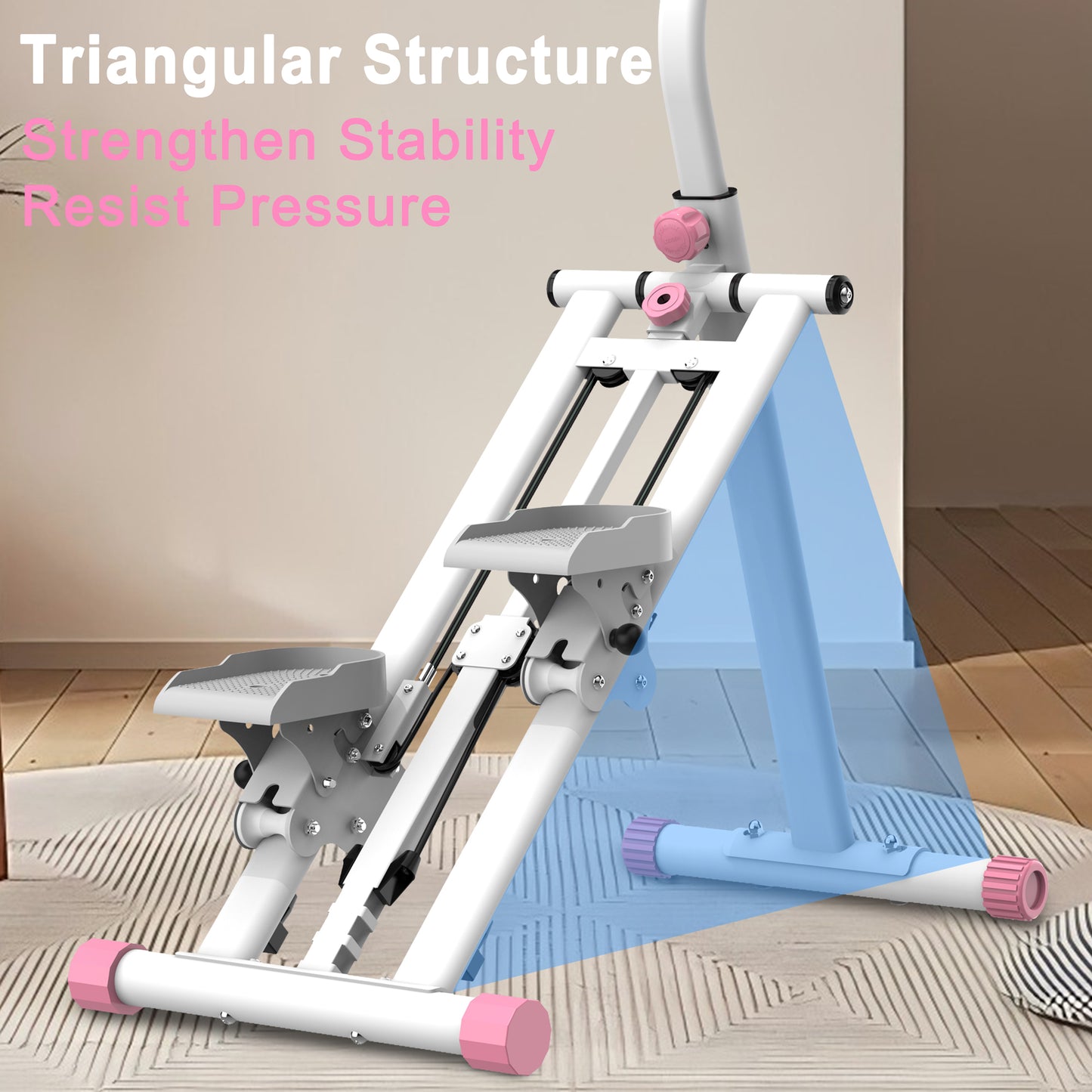 Stair Stepper With Resistance Home-Upgrade Vertical Climber Workout Machine For Full-Body Exercise Climber Fitness Equipment With Stable Frame Adjustable Handlebar-Pink