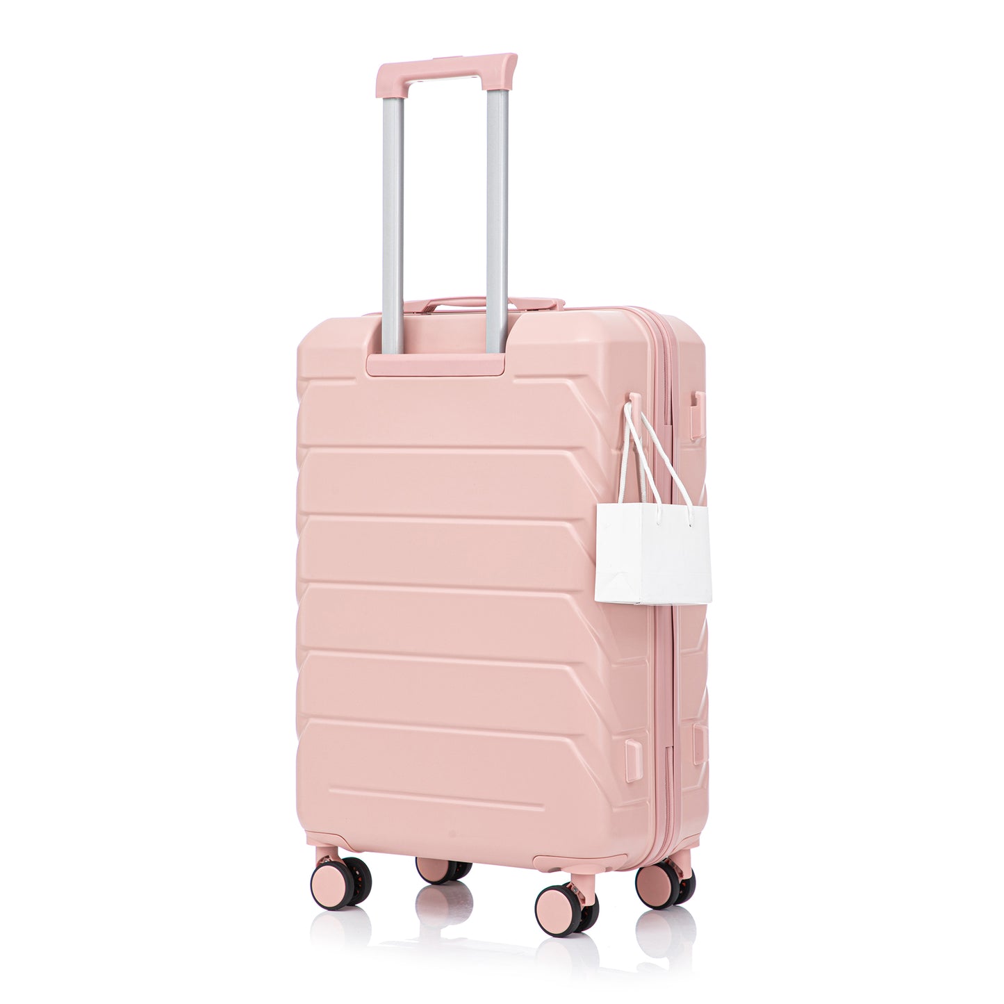 28 Inch ABS Hard Shell Large Travel Checked Luggage - Scratch Resistant Surface Four Multi-Directional Wheels,  With Combination Lock And Side Hooks Pink