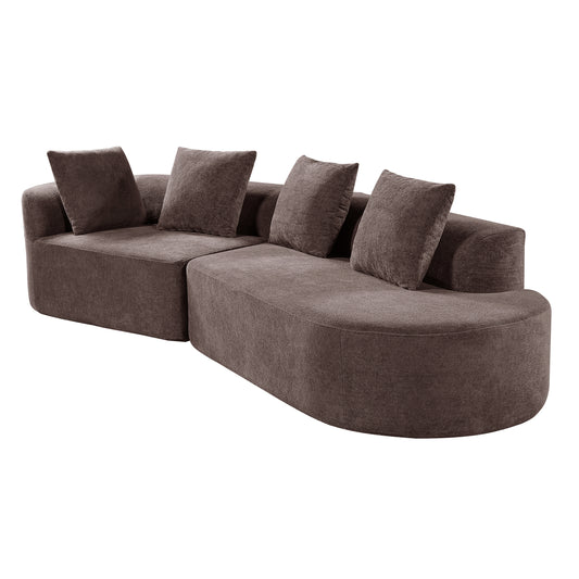 116  Modern Curved Sectional Sofa With High-Density Fully Compressed Sponge And Chaise Lounge, 2-Piece Set, Fully Assembled Right Hand Facing, Perfect For Living Room, Lounge
