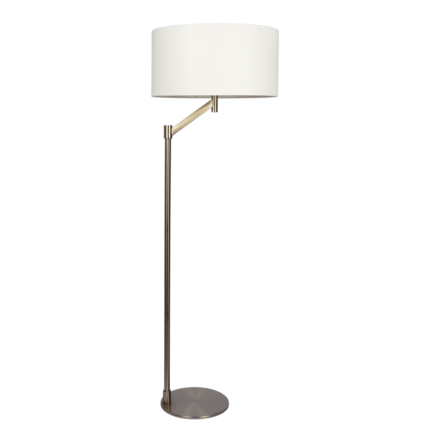 Serene Brushed Nickel Floor Lamp With Rotary  Metal Base White Linen Shade