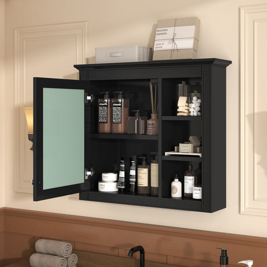 30   X 28   Medicine Cabinet, Wall Mounted Bathroom Storage Cabinet, Modern Bathroom Wall Cabinet With Mirror,Medicine Cabinet, Mirror Cabinet With 3 Open Shelves   Not Include Bathroom Vanity