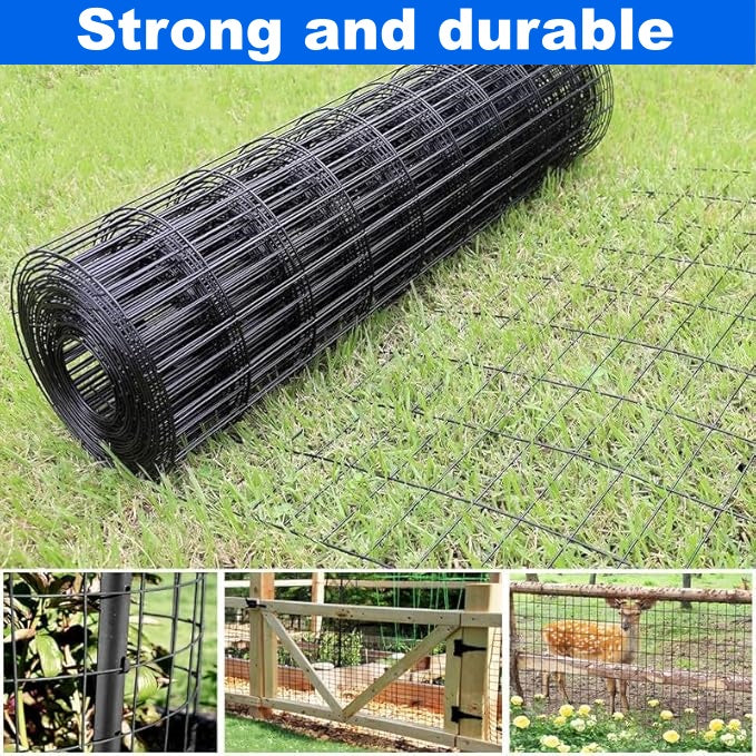 40 INCH X 50 FT Black Vinyl-coated Metal Mesh, 16 Gauge 2  3 Inch Black PVC Metal Mesh, Black Welded Wire Mesh Support, Poultry Cage Protective Fence