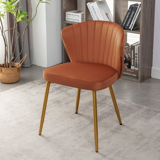 Modern Velvet Armless Accent Chair, Channel Tufted Dining Chair With Gold Metal Legs, Upholstered Side Chair For Living Room Bedroom Small Spaces