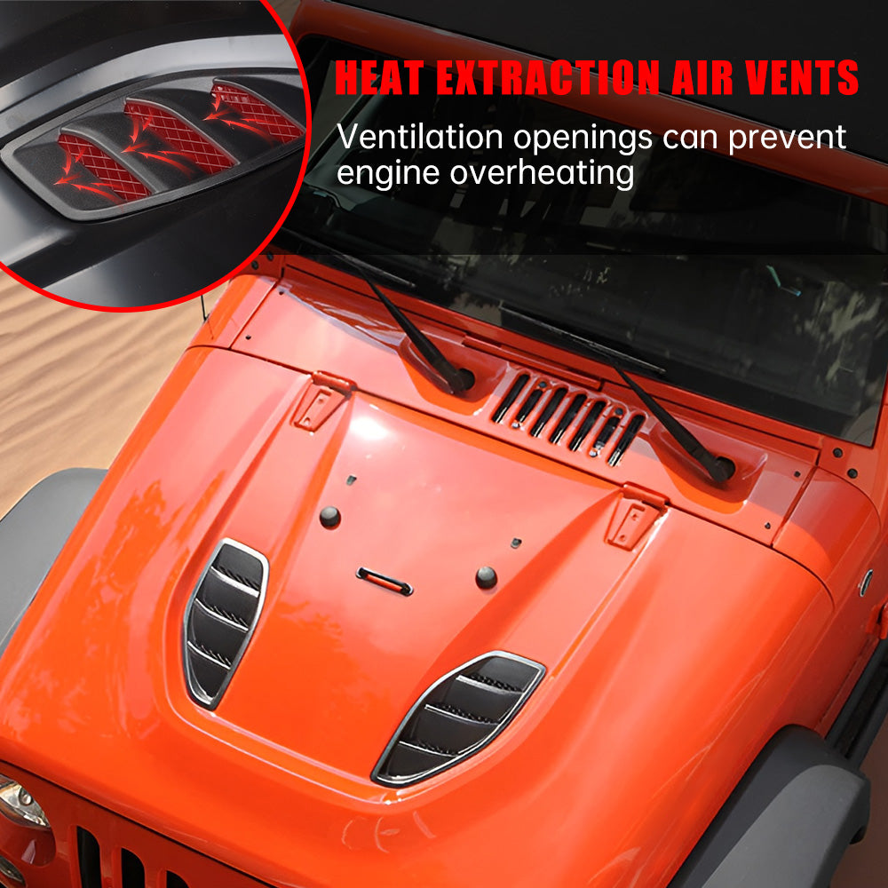 Vented Heat Dispersion Hood Compatible With  Wrangler JK JKU 2007-2017,10th Anniversary Edition Metal Replacement Hoods Accessory Black