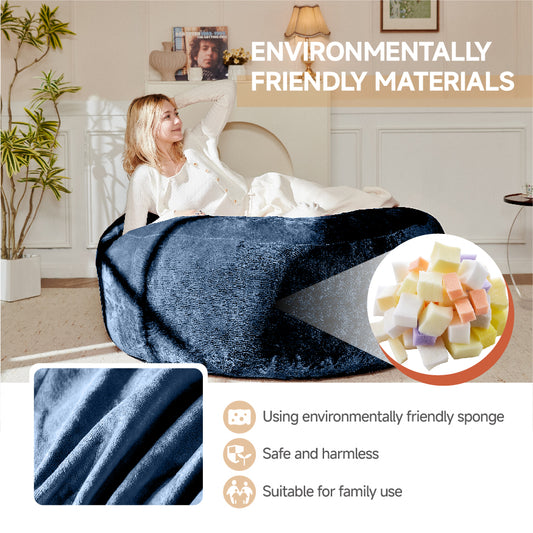 6FT Bean Bag Chair, Memory Foam Filling, Adult And Teen Bean Bag Chair, Soft Sofa With Removable Flannel Cover, Round Sofa For Living Room, Bedroom, College Dorm.