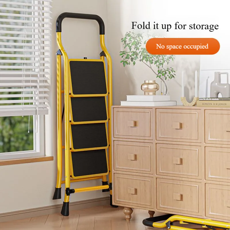 4 Step Ladder With Handrails, Folding Step Stool With Anti-Slip Wide Pedals