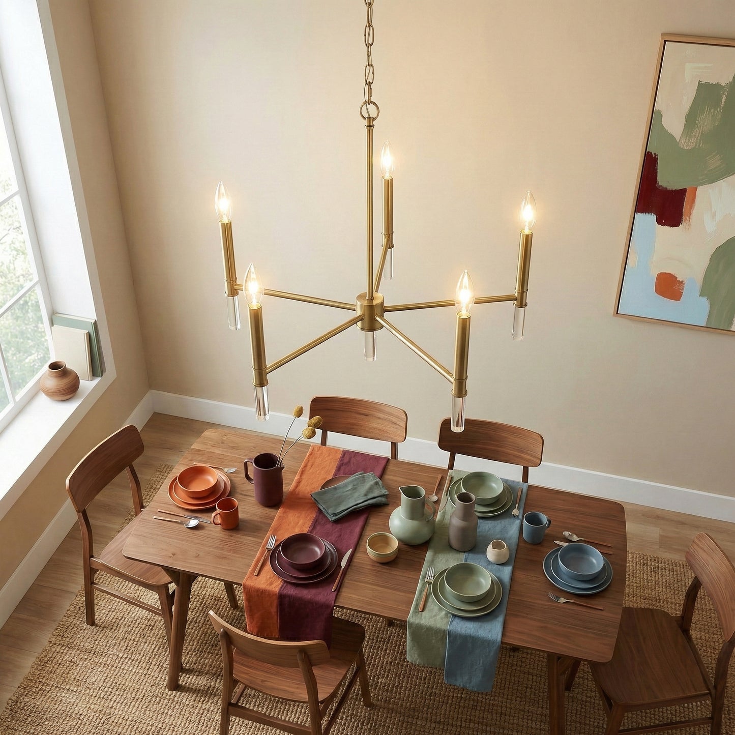 Courtyard Five Light Golden Brass Candle Light Chandelier 24  W X 17.75  H