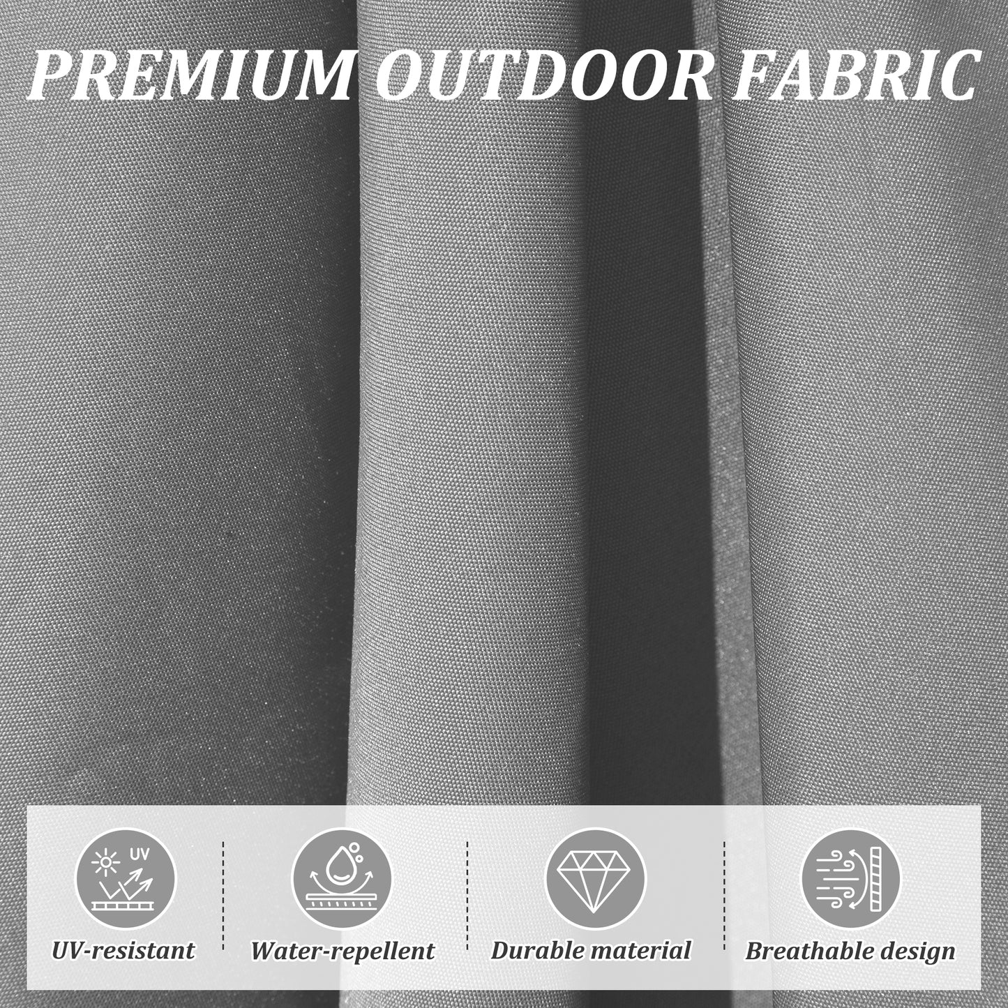 Round Cantilever Umbrella With Center Pole, Gray  Base Not Included