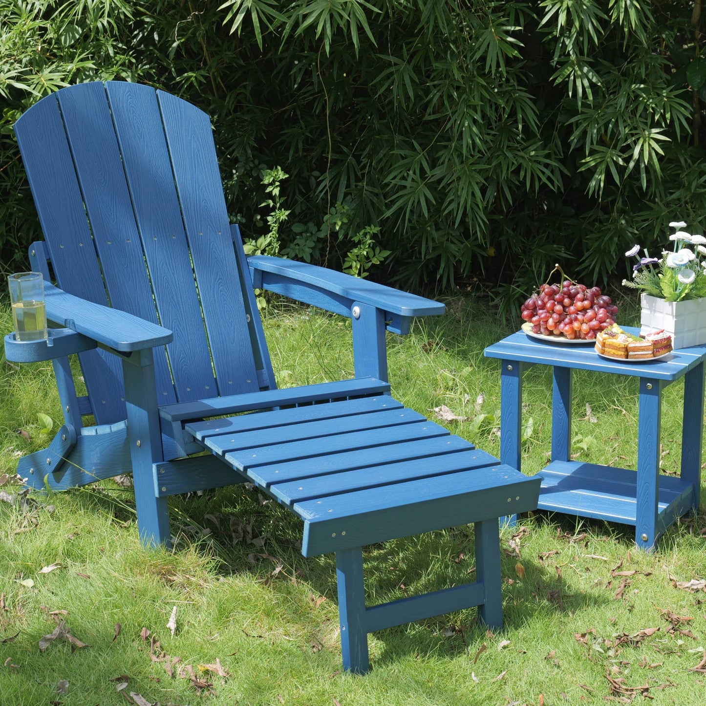 Outdoor Adjustable Lounge Chair With Cup HolderFor Patio Relaxation & Garden Leisure Gatherings,HIPS Material