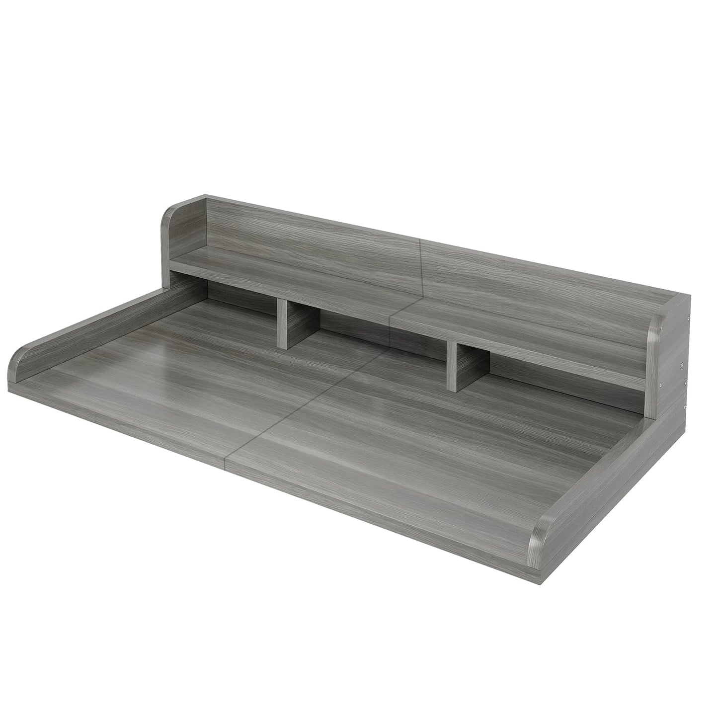 Washer Dryer Countertop With Non-slip Pads, Laundry Wood Shelf Topper With Edge, 54 Width X 27.5 Depth Double Layer Organizer For Washer And Dryer Laundry Hamper Counter Storage Gray Stripe Color