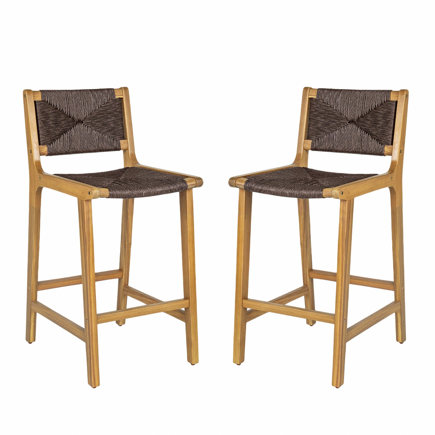 Acacia Wood Outdoor Armless Barstool- Teak