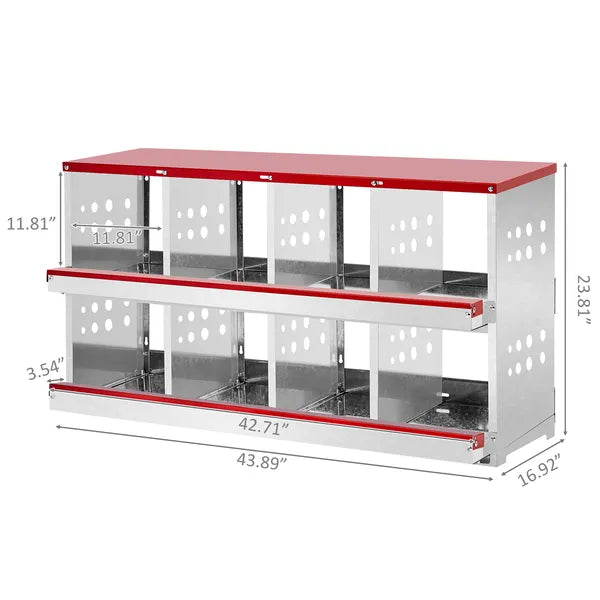 8 Compartment Roll Out Chicken Nesting Box With Basket, Egg Nest Box Chicken Laying Box Hens Chicken Coop Box,