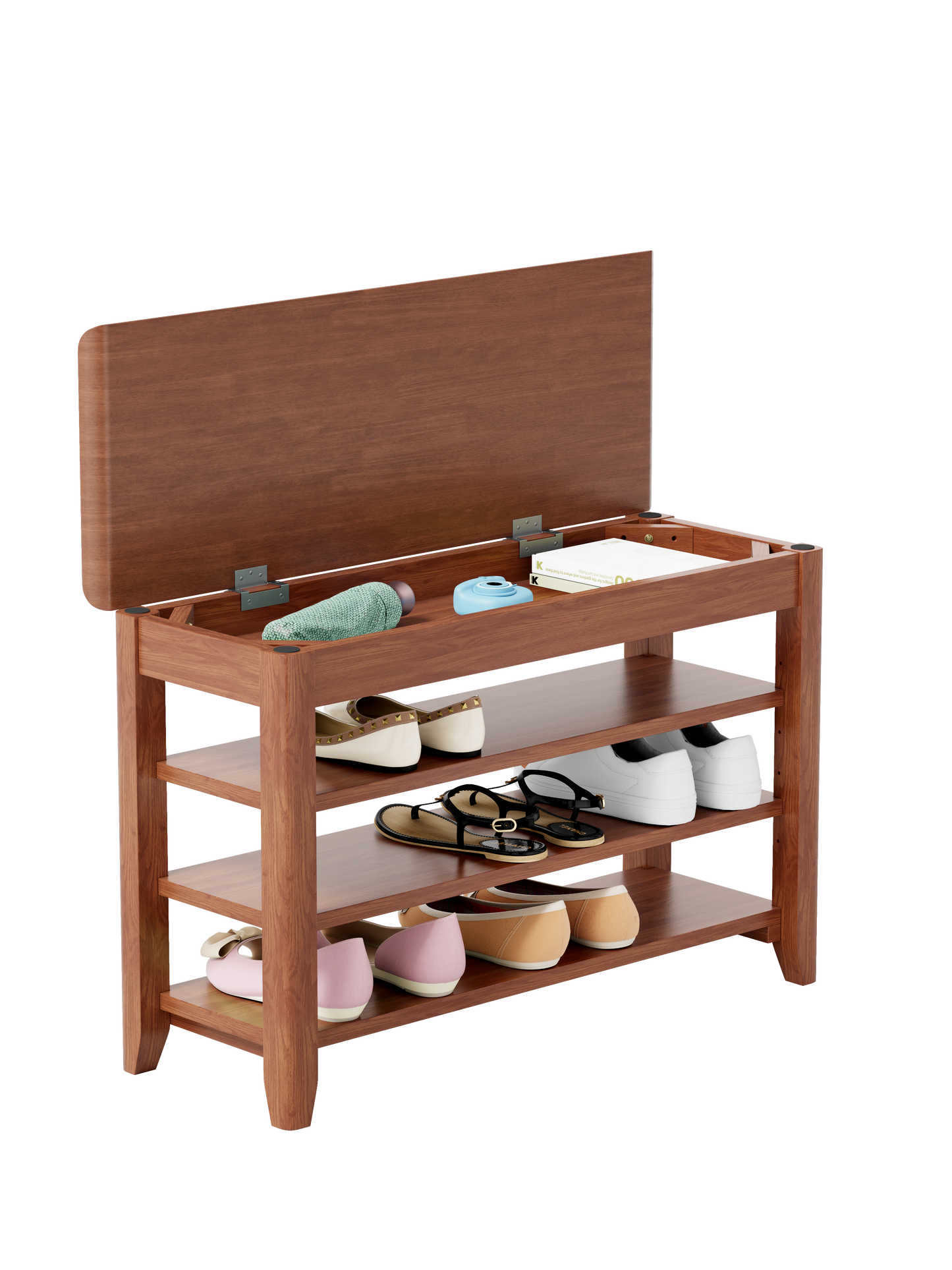 Adjustable Shoe-changing Bench, Storage Bench, Hidden Storage. With A Load-bearing Capacity Of Up To 550 Pounds, Suitable For Bedrooms And Corridors. 100 Solid Wood.