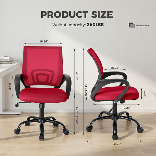 Office Desk And Chair - Equipped With Waist Support And Swivel Mode, Adjustable In Height, With Fixed Armrests, 360  Rotatable, 2 Sets
