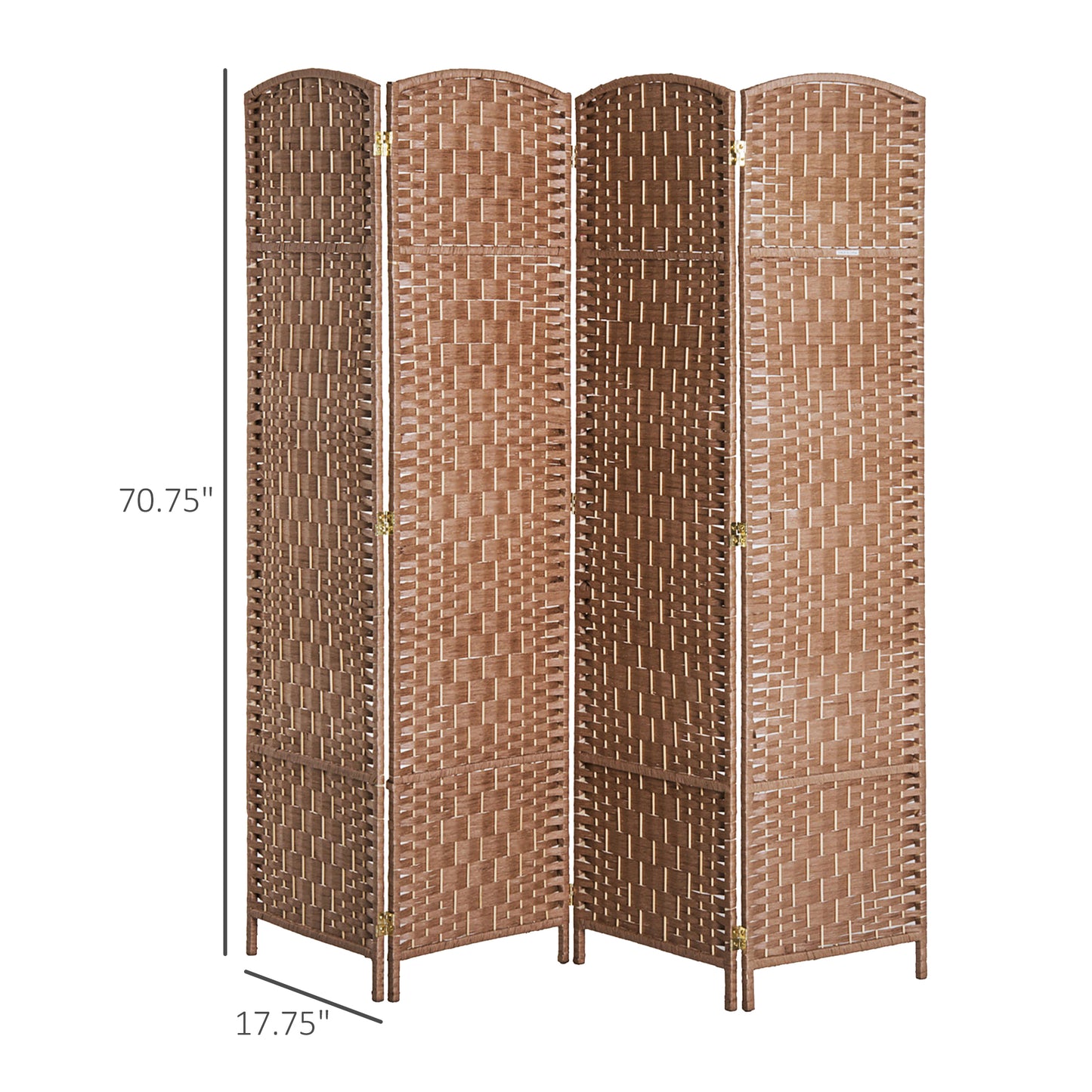 Room Divider, 4 Panel Folding Privacy Screen, 6FT Tall Portable Wicker Weave Partition Wall Divider For Bedroom, Home Office, Natural