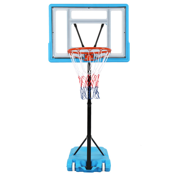 PVC Transparent Board Basket Frame Adjustable 115-135cm Poolside Basketball Hoop Blue