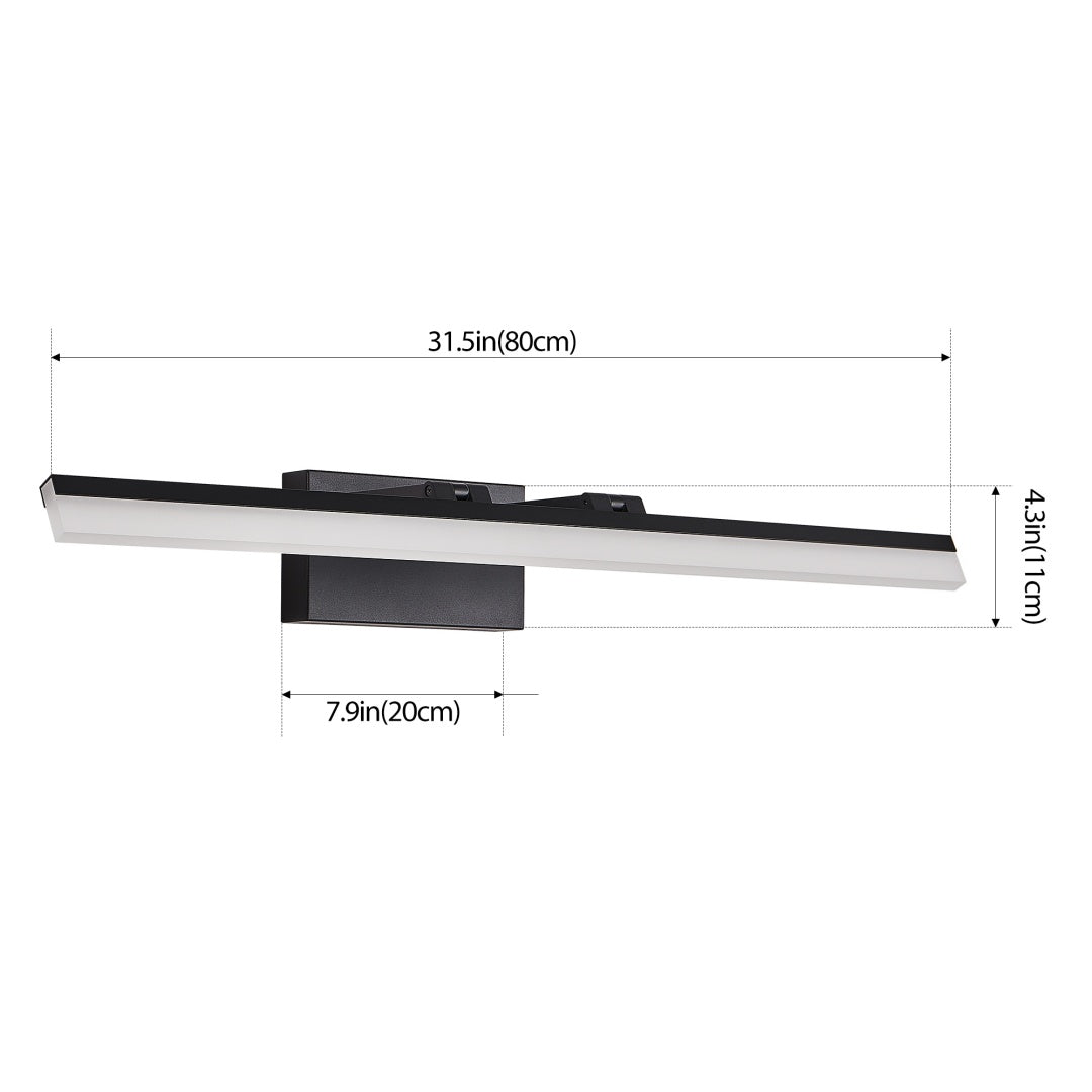 32 Inch Modern LED Bathroom Vanity Light -Sleek Black Metal Wall Light For Mirror, Dressing Room Or Sink Area