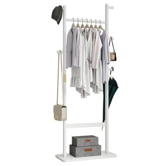 Coat Racks Solid Wood Hanger 23.6X 11X71 In Solid Environmental Protection Easy To Assemble Beautiful Can Be Placed In The Bedroom Entrance Living Room   White