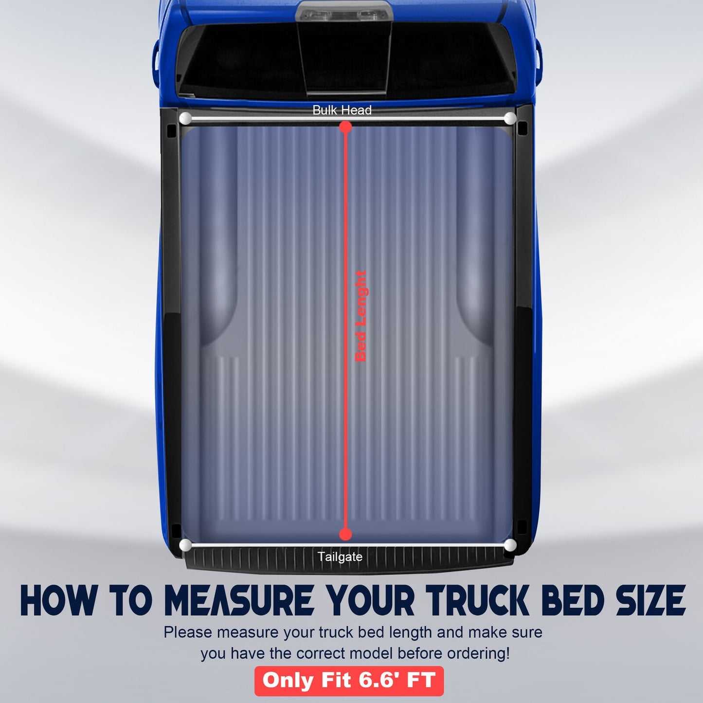 6.6FT Soft Roll Up Truck Bed Tonneau Cover For 14-18 Chevy Silverado GMC Sierra--A86315-M44200S