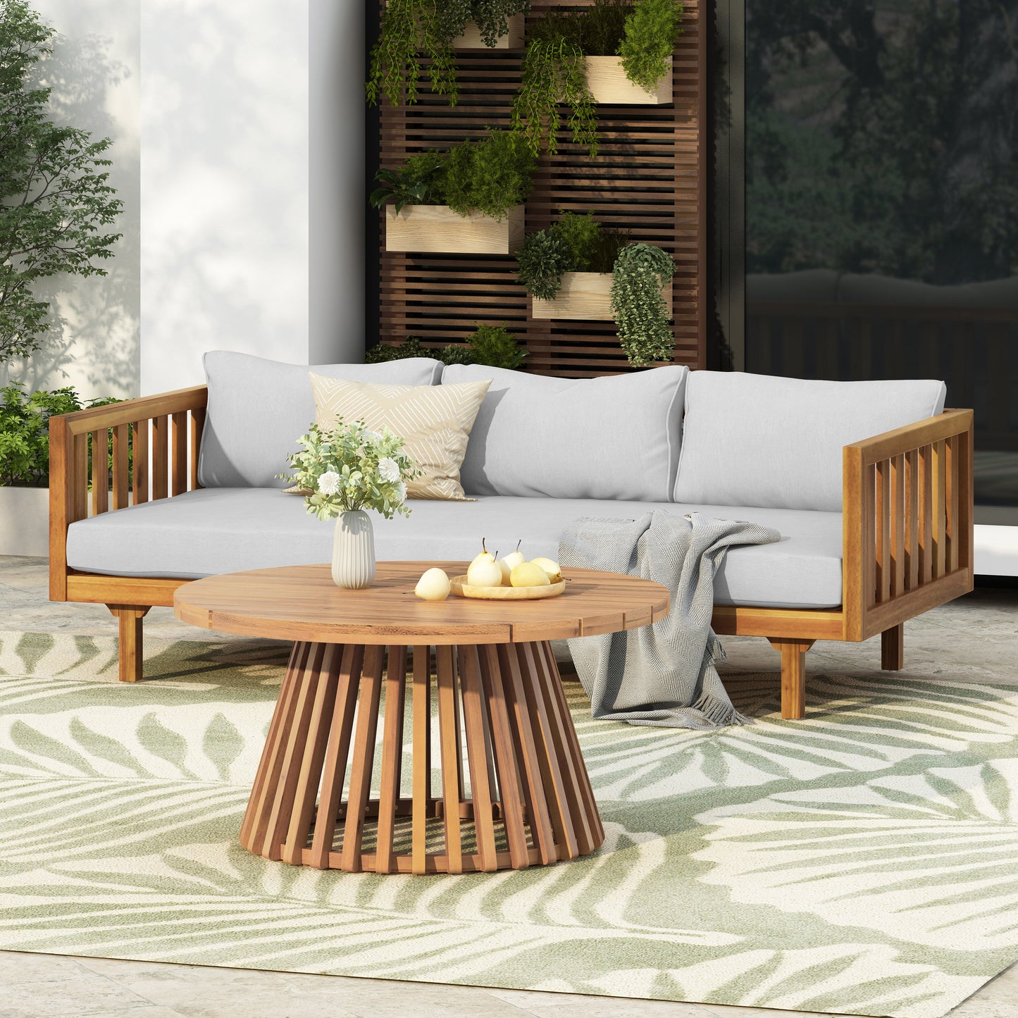 PATIO FURNITRE SETS- CLAREMONT 3 SEATER DAYBED   ACACIA WOOD TABLE