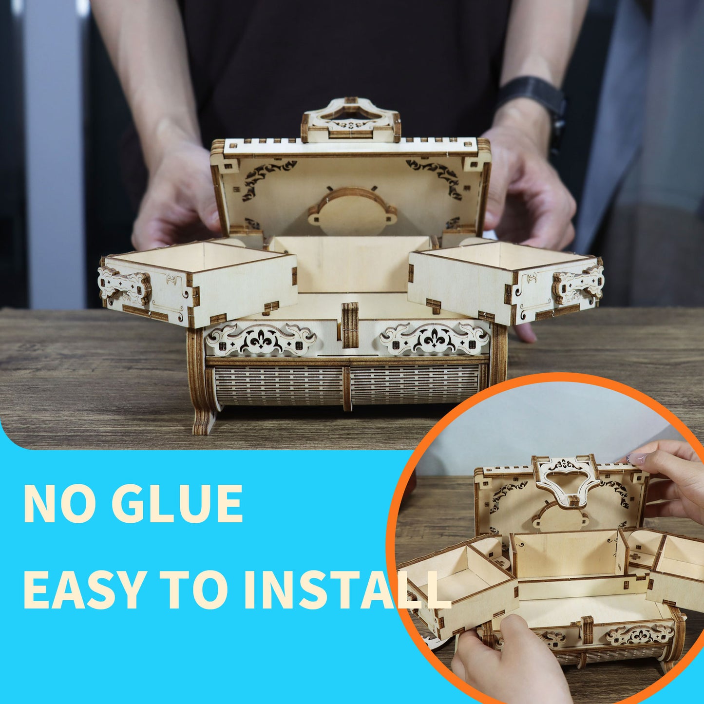 Sales Are Prohibited On The TEMU And SHEIN - 3D Wooden Puzzle Model Kits Antique Jewel Box DIY Home Decoration Model Birthday Or Christmas Gifts