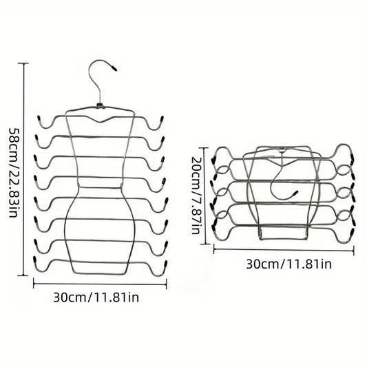 8-Layer Space-Saving Stainless Steel Underwear & Bras Organizer Hanger - Polished Metal Clothes Hanger With Anti-Slip Design, Vertical Hanging Storage For Wardrobe, Closet Organization, Hangers For Cl