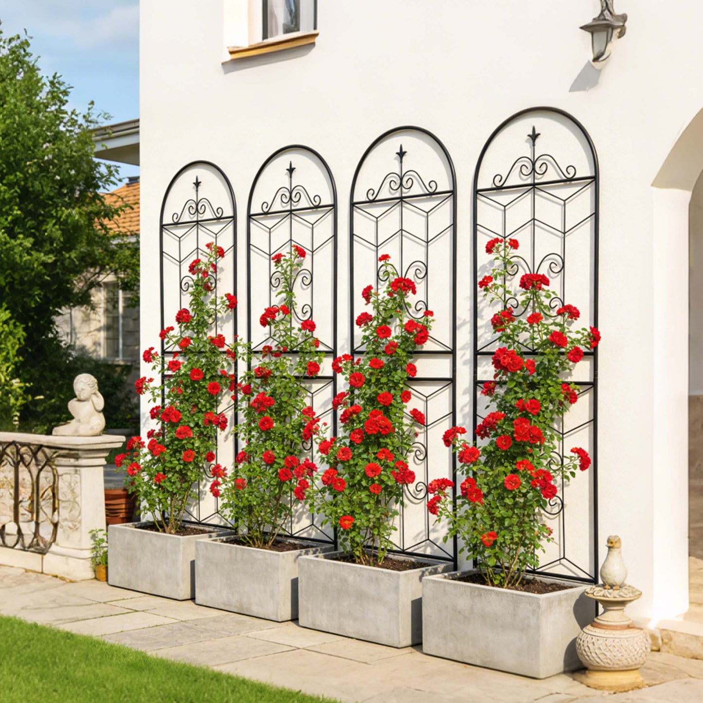 4 Pack Metal Garden Trellis 71  X 19.7  Rustproof Trellis For Climbing Plants Outdoor Flower Support Black