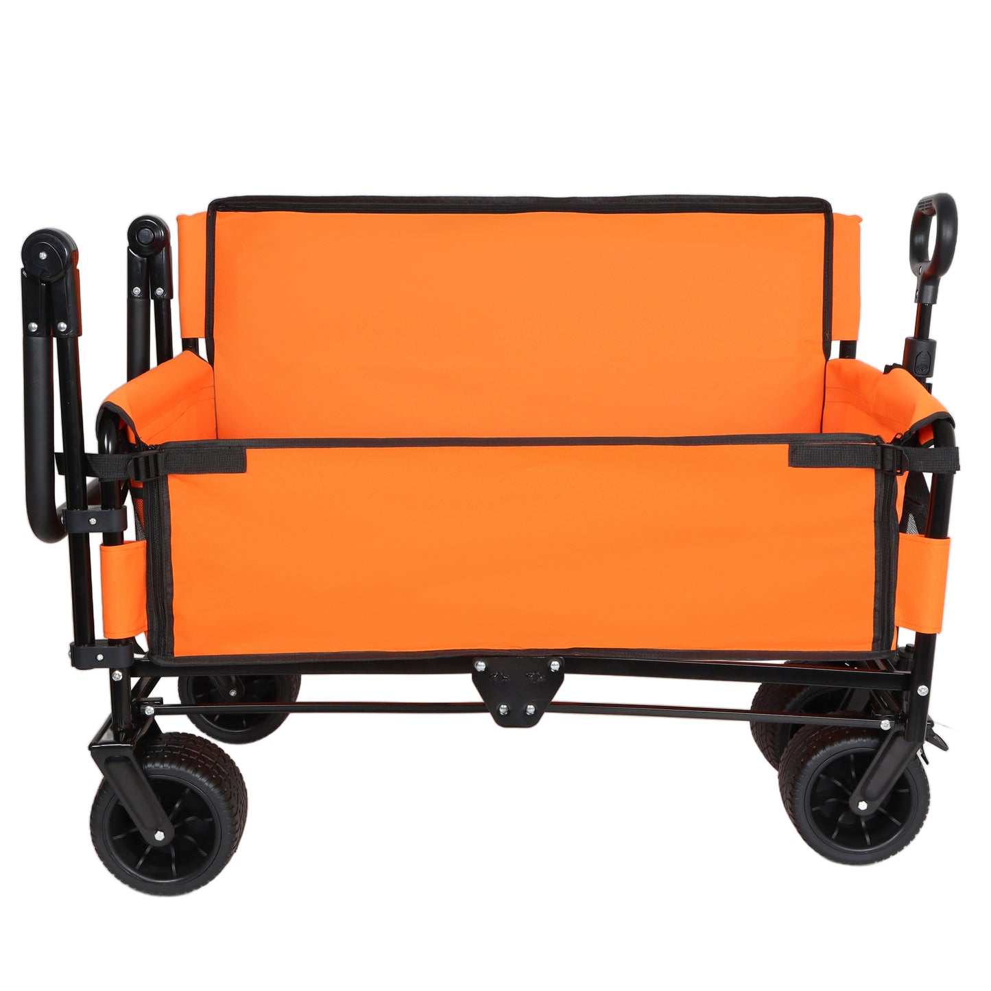 3- In- 1 Folding Wagon Cart With Bench Seat & Canopy & Storage  500lbs Heavy- Duty  180L Capacity  All- Terrain Wagon For Camping  Beach  Sports  & Garden  Orange