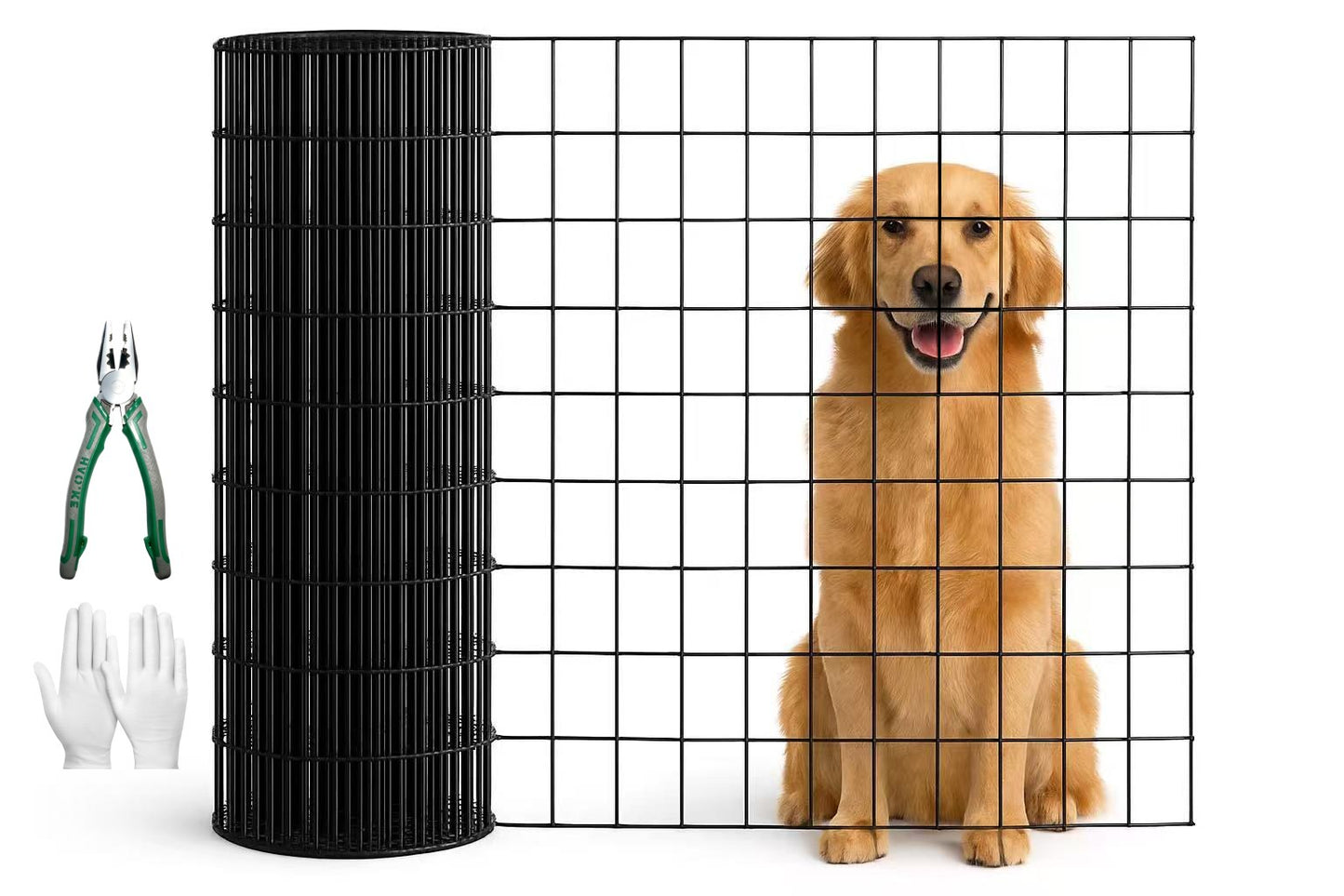40 INCH X 50 FT Black Vinyl-coated Metal Mesh, 16 Gauge 2  3 Inch Black PVC Metal Mesh, Black Welded Wire Mesh Support, Poultry Cage Protective Fence