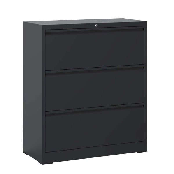 3 Drawer Lateral File Cabinet With Lock Heavy-Duty Metal Filing Cabinet For Home Office, Wide Storage For Letter Legal A4 F4, Silent Full-Extension Slides, Anti-Tilt Safety