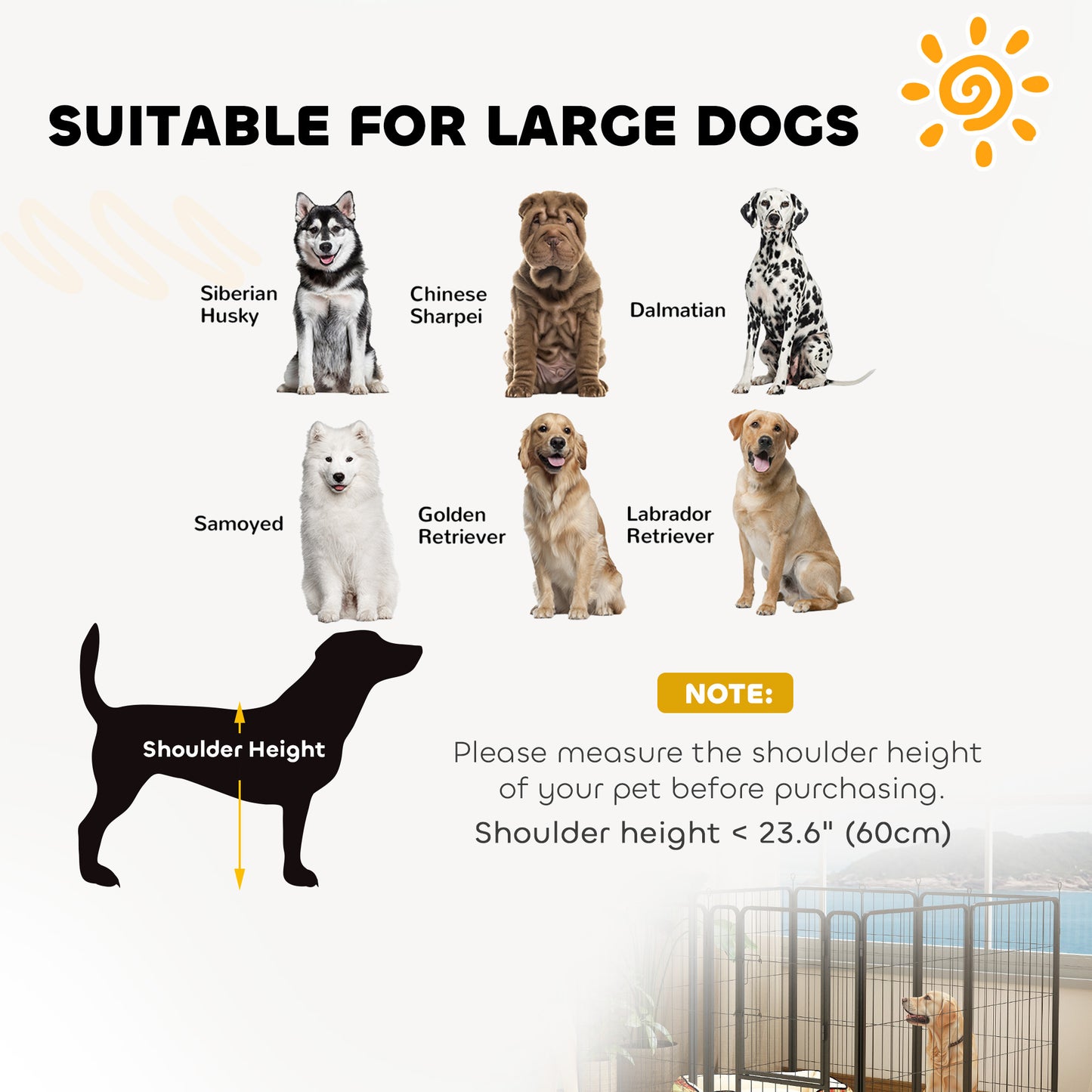 39 Inch Exercise Pen, 8 Panel Metal Pet Fence