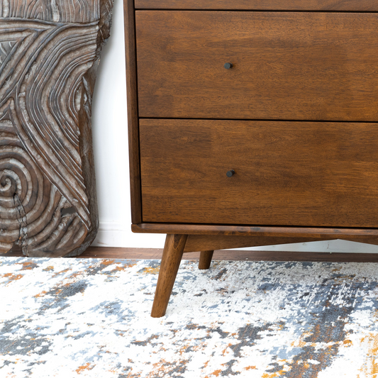 Caroline Mid Century Modern Solid Wood Dresser 3-Drawer For Bedroom  35  H X 35  W X 15.7  D