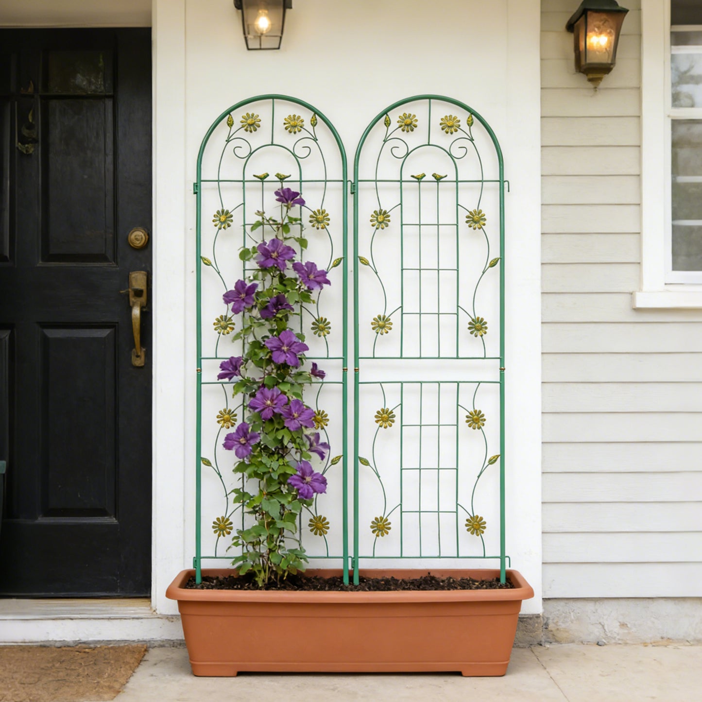 2 Pack Metal Garden Trellis 71  X 19.7  Rustproof Trellis For Climbing Plants Outdoor Flower Support Green