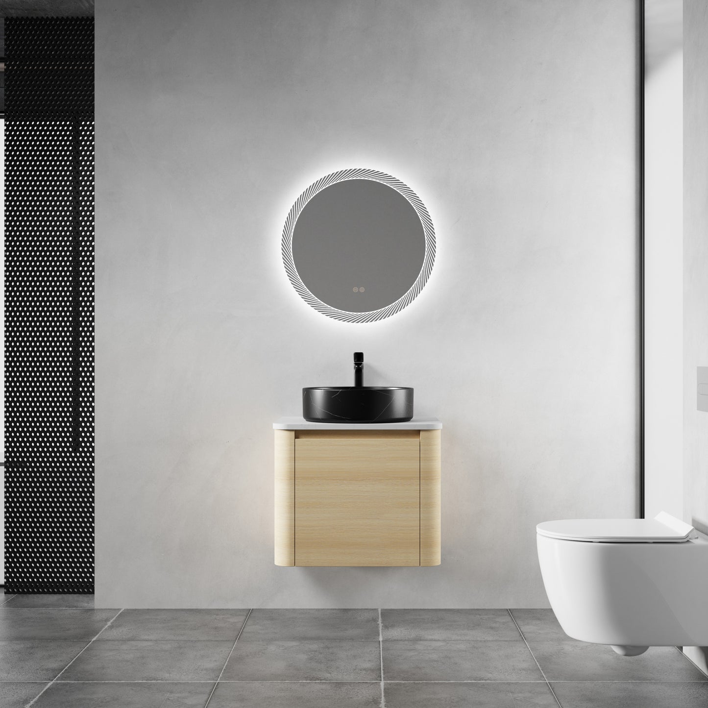24'' Wall-Mounted Bathroom Vanity With Ceramic Art Sink & 1-Soft-Close Door, KD-Packing, Plywood