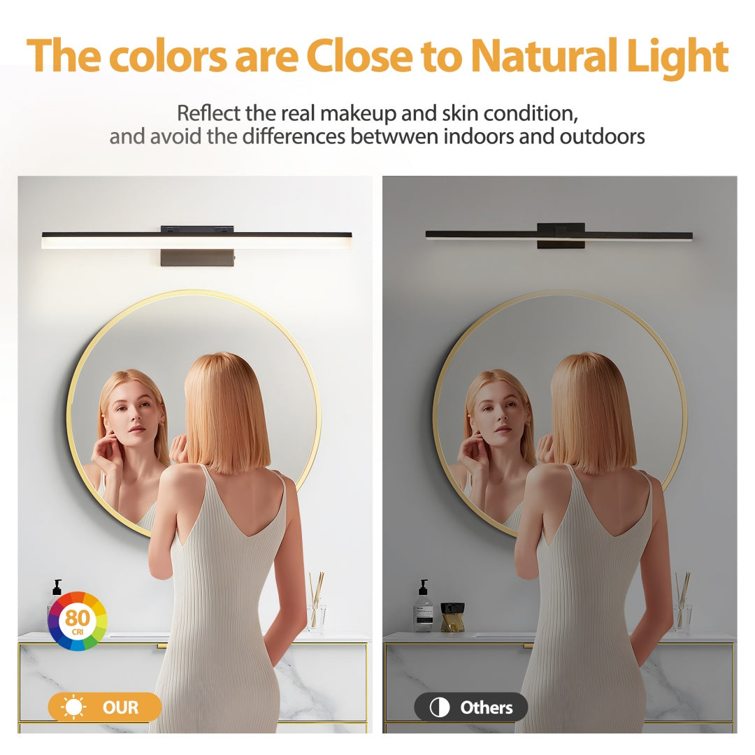 32 Inch Modern LED Bathroom Vanity Light -Sleek Black Metal Wall Light For Mirror, Dressing Room Or Sink Area
