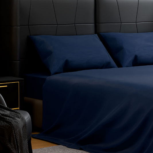 Bedding King Bed Sheets Set - 4 Piece Bedding - Brushed Microfiber - Shrinkage And Fade Resistant - Easy Care King, Navy Blue