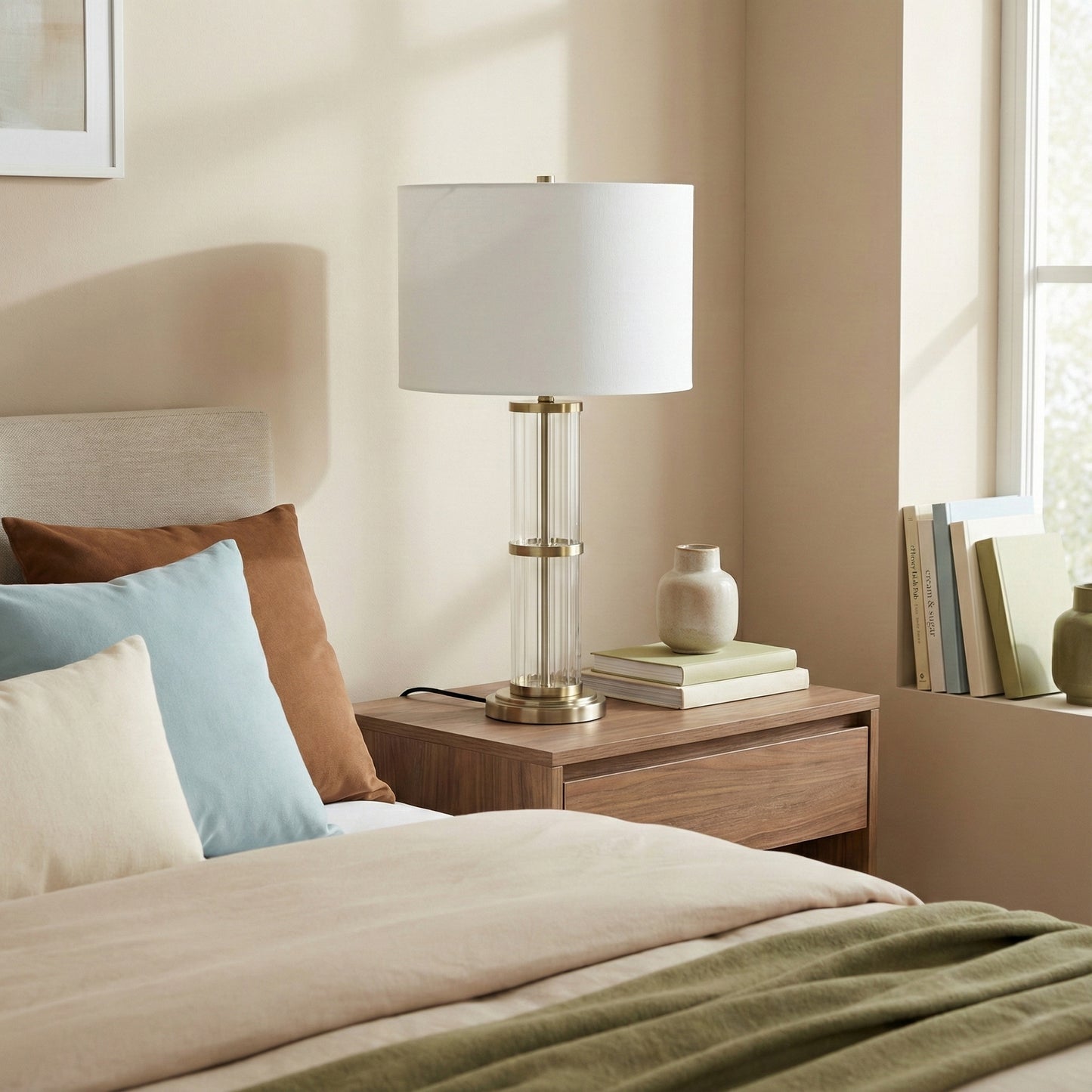 Echo Brushed Nickel Table Lamp With On Off Switch Clear Glass Body  Metal Base