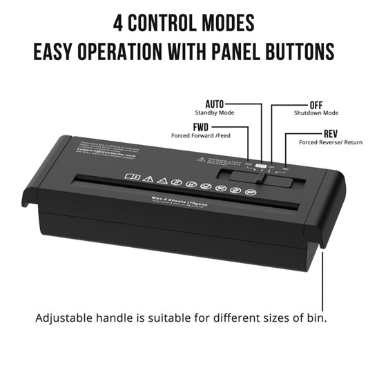 Small Home Paper Shredder, 6-page Strip-cut Shredder - Basketless Design, Portable Shredder, Featuring A Retractable Arm Design And Overheat Protection, Suitable For Home Office Use.