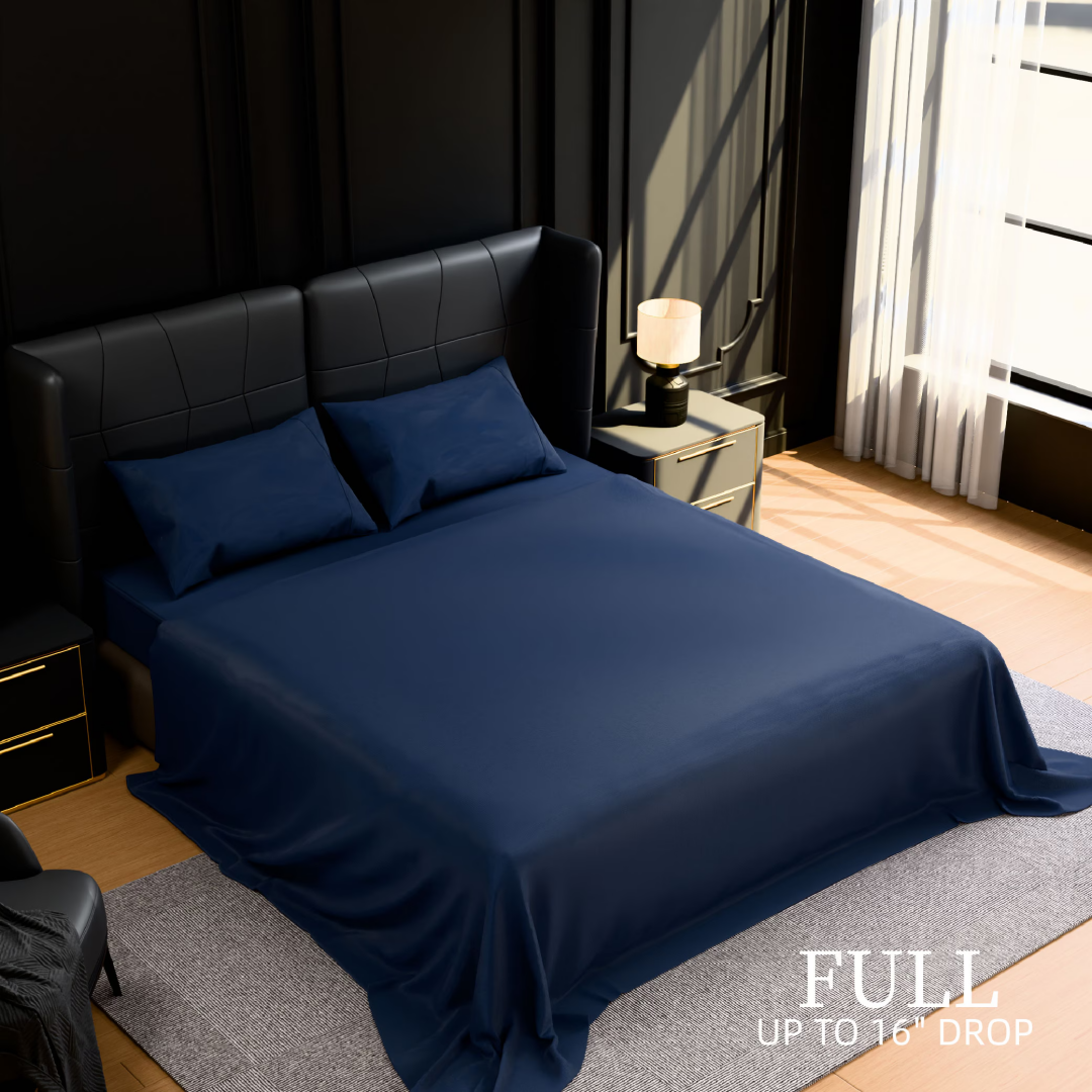 Bedding Full Bed Sheets Set  4 Piece Bedding - Brushed Microfiber  Shrinkage And Fade Resistant - Easy Care Full, Navy Blue