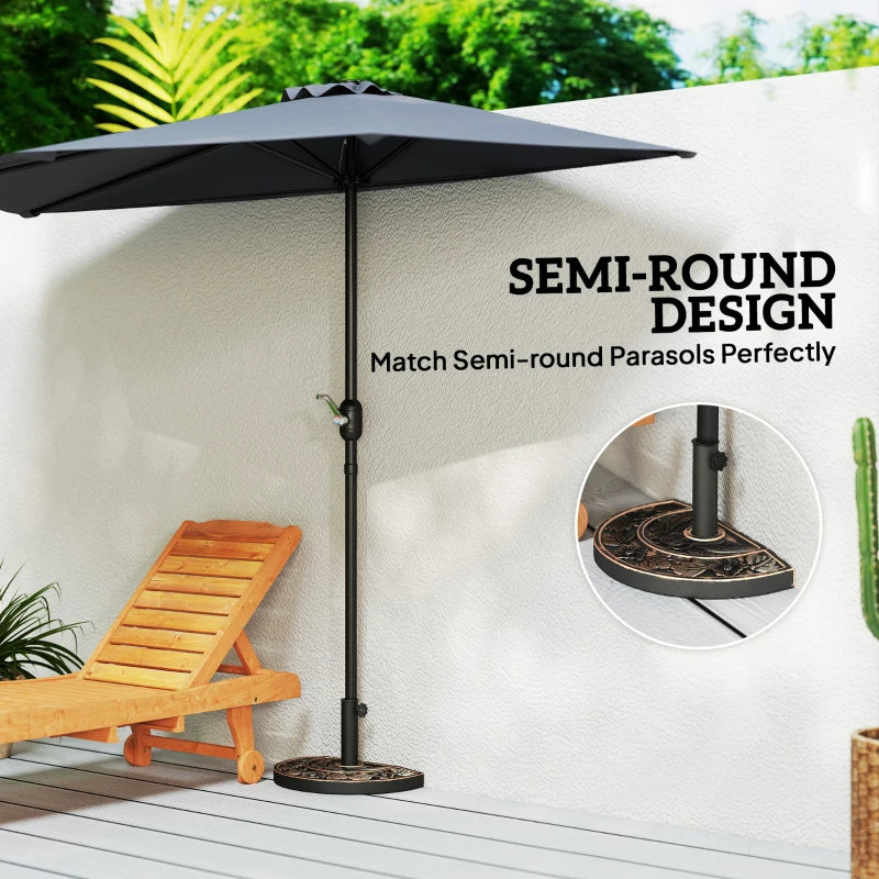20lbs Half Round Patio Umbrella Base Outdoor Decorative Resin Parasol Stand Holder ForPole, For Lawn, Deck, Backyard, Garden, Bronze