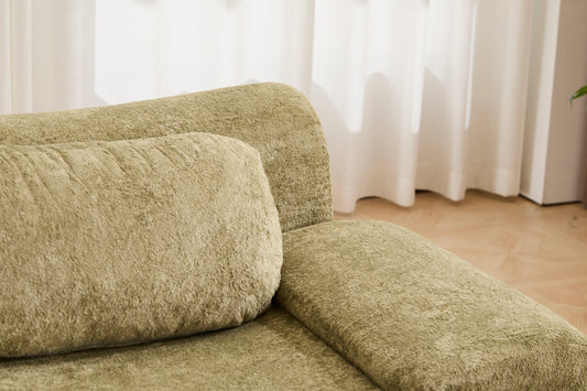 Compression Wave Sofa, Convertible Floor Sofa Bed, DIY Boneless Modular Sectional Sofa, No Assembly Required, Rabbit Velvet Fabric, 2-Seater, Green