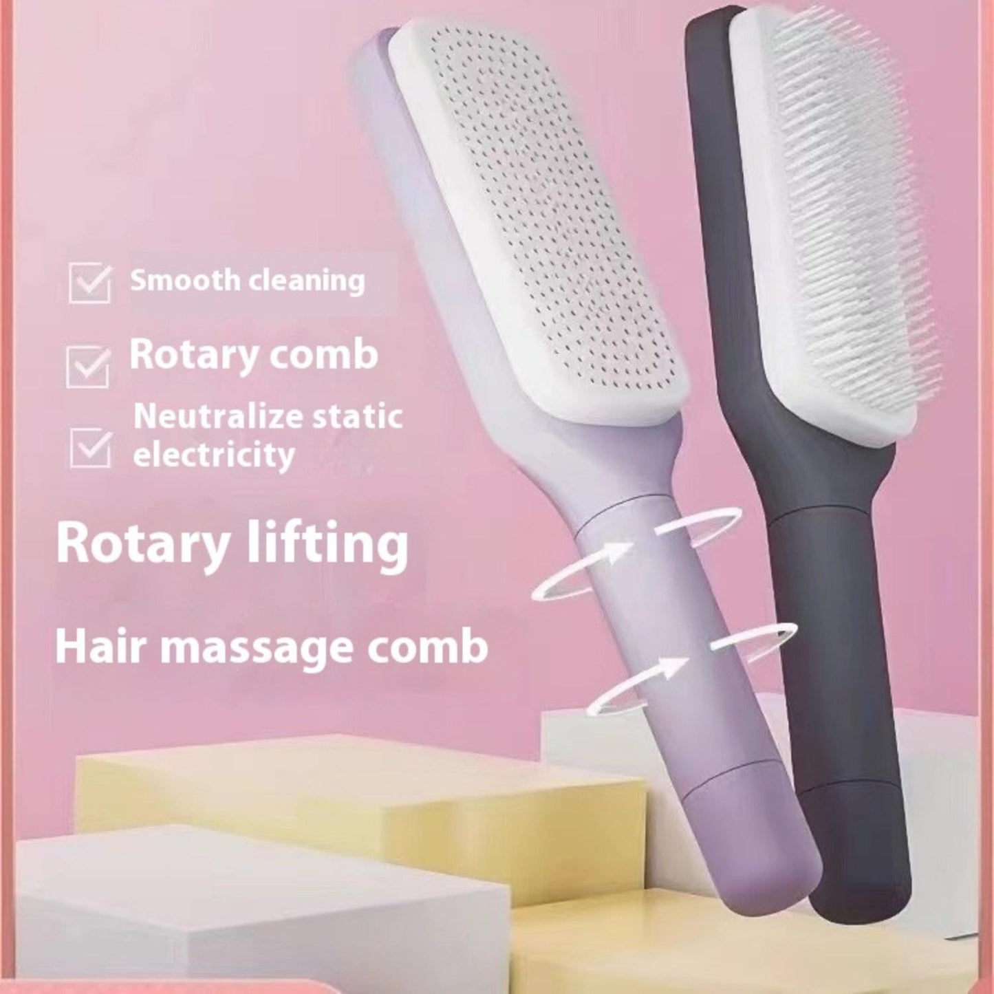 Best-selling Extendable Rotating Comb, One-touch Hair Removal Anti-tangling Anti-static Multi-functional Portable Home Comb,Self-pickup Only