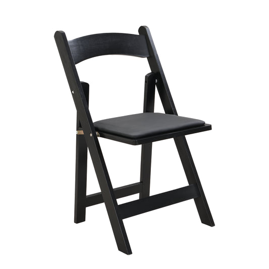 Upholstered Folding  Chair, Space Saving,,easy To Carry, 4PCS,Black Cushion Black Shelf,Dining Room