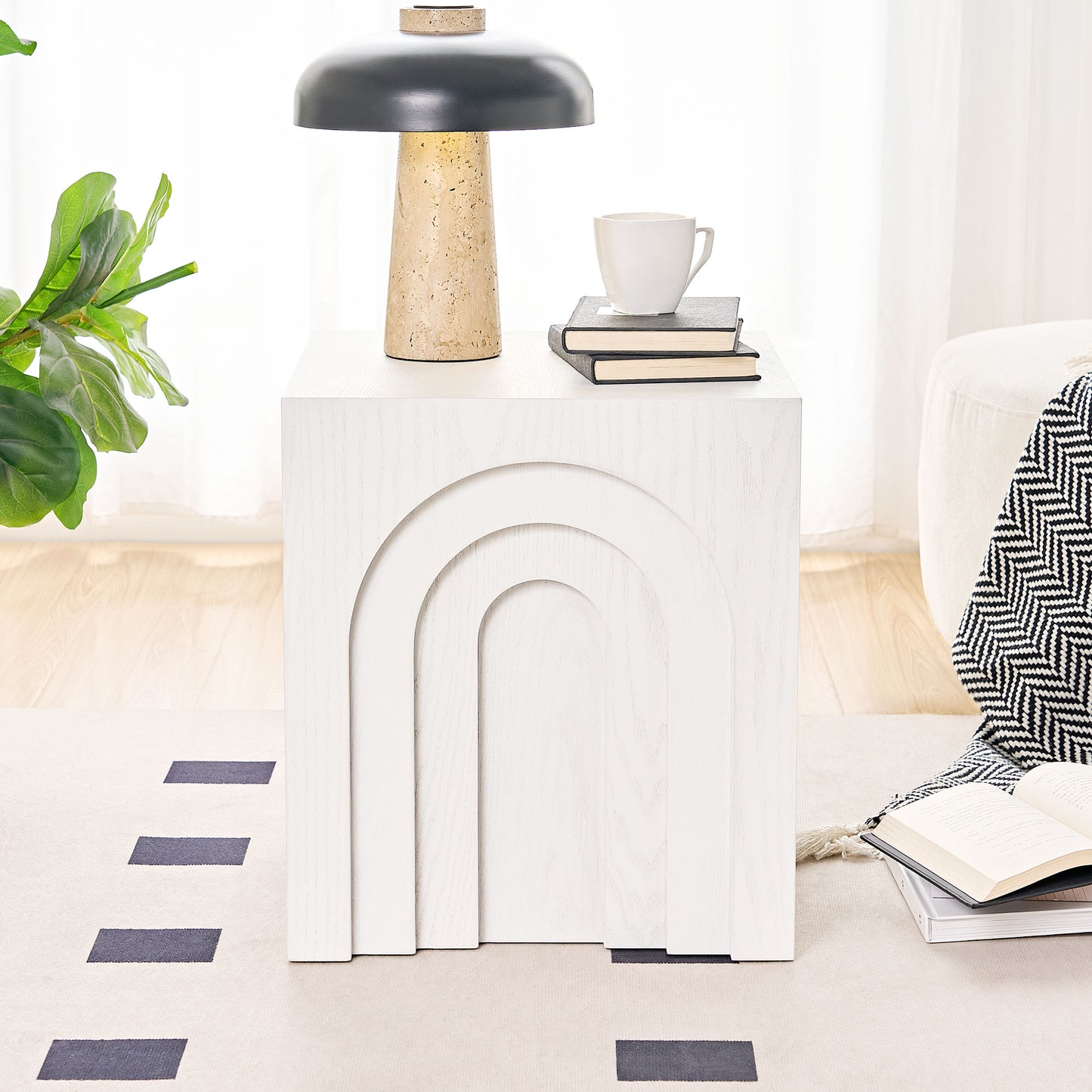 15.74   Square Side Table Small Coffee Table Accent Table  Bedside Table For Living Room Bedroom,WHITE