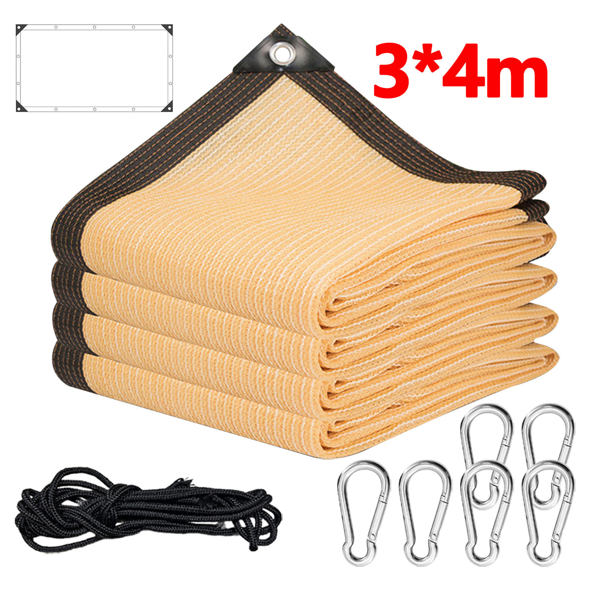 Rectangle Sun Shade Sail With 4 Snap Hook  UV Blockage
