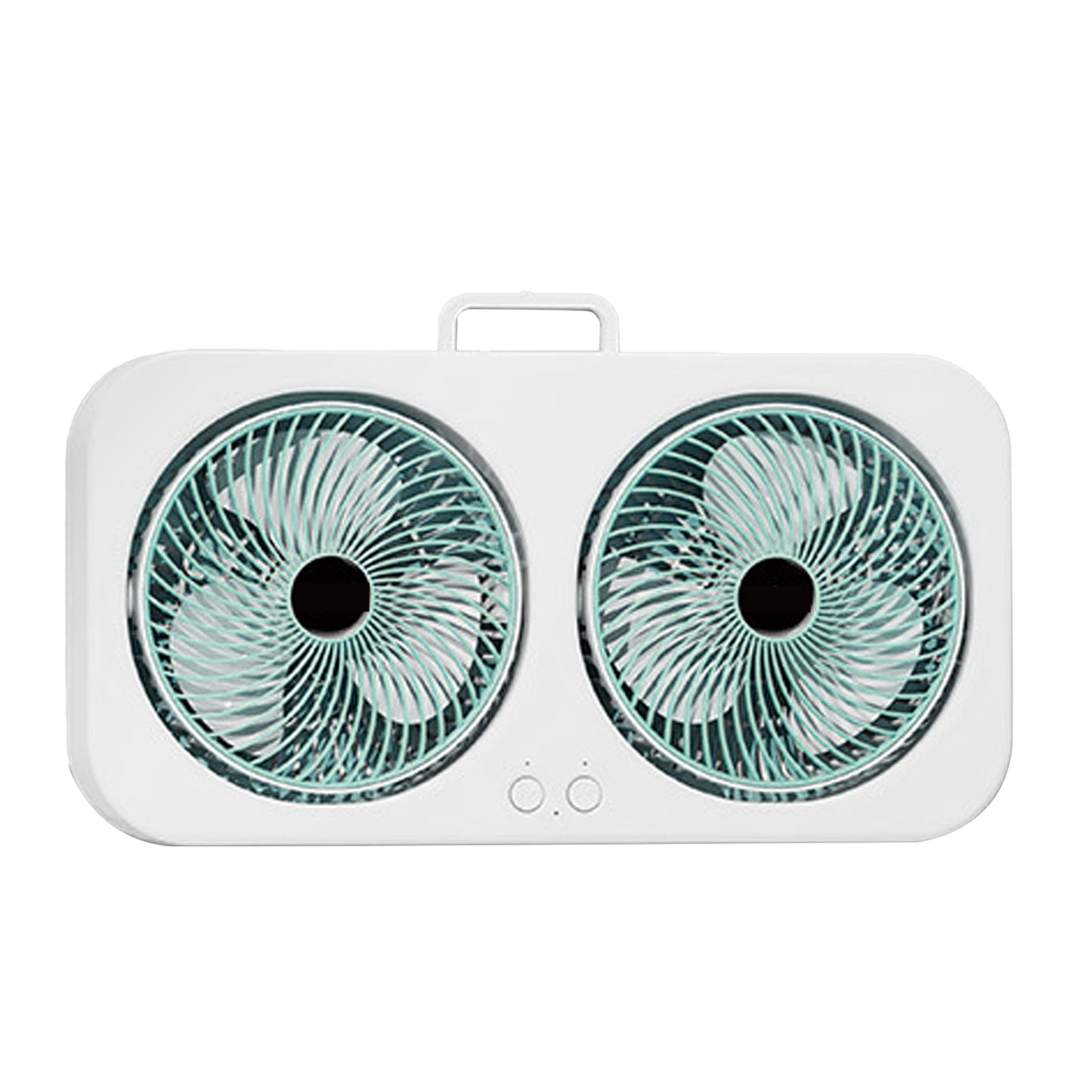 Tabletop Dual Fan USB Rechargeable Silent Air Circulation Fan With Brushless Motor Multi Speed Control For Home Dormitory Green