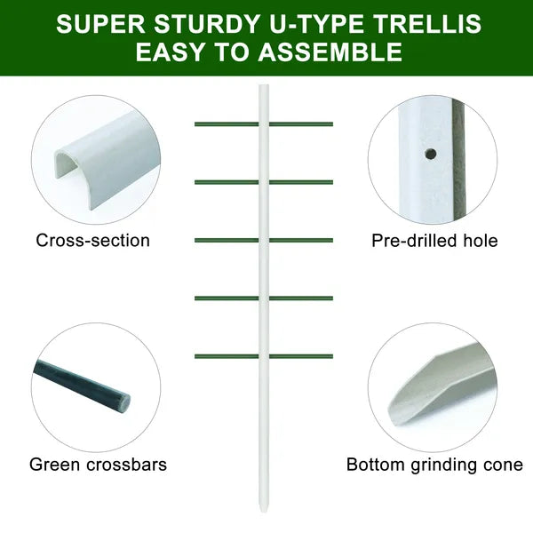 6FT*2FT 2PC This White U-shaped Tube Climbing Trellis Is Simple And Stylish, Offering Stable Support And Creating An Elegant Green Space.